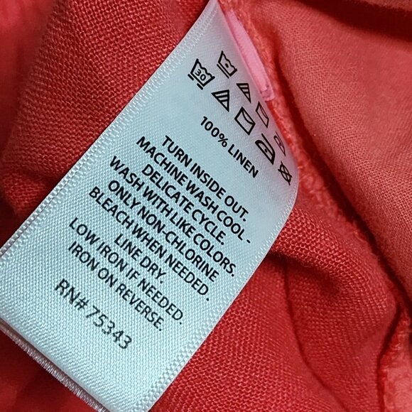 Tahari Pants Womens Size L Large Solid All Pink Pull On w Pockets 100% Linen - Picture 3 of 4